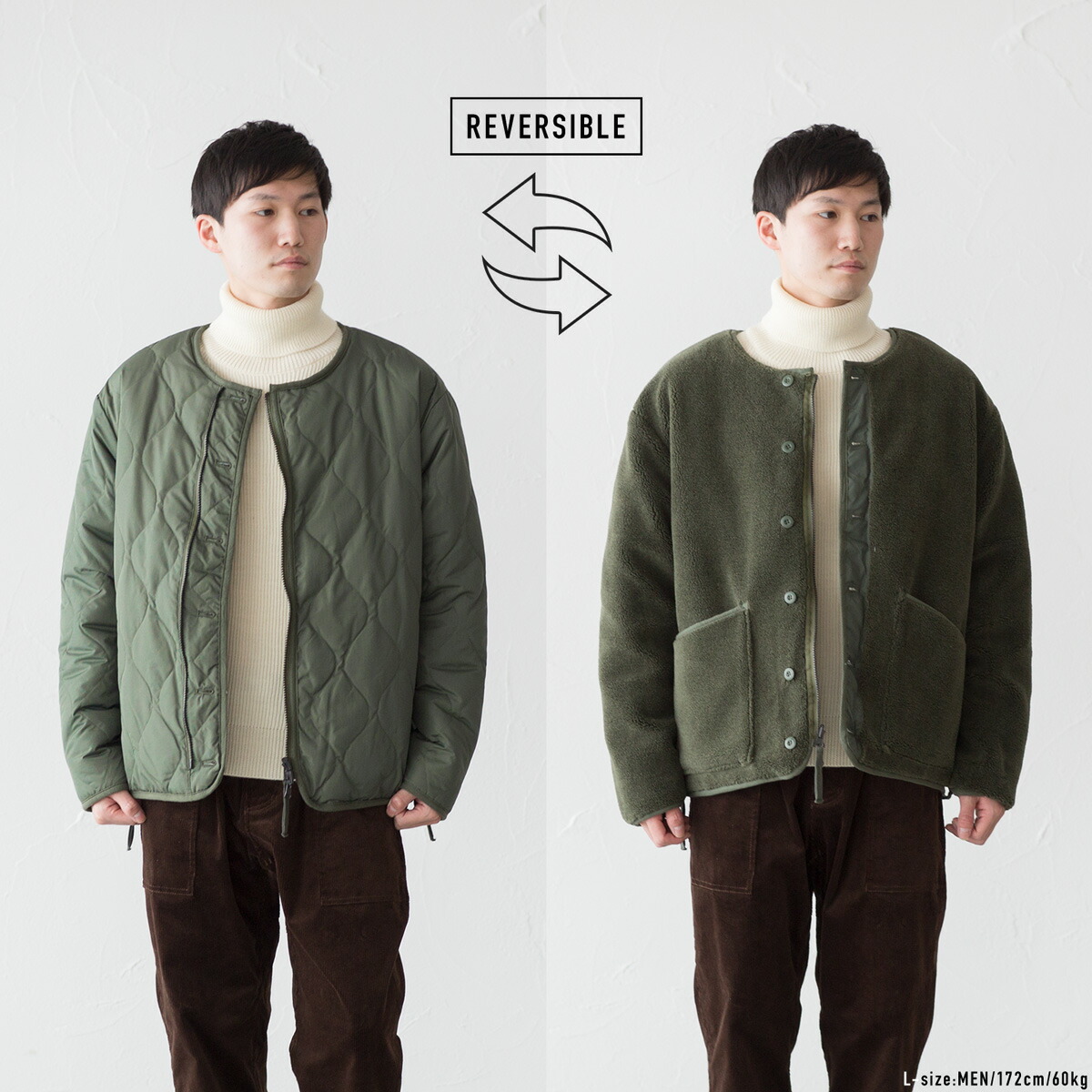 楽天市場】タイオン ミリタリー リバーシブル クルーネック ダウン