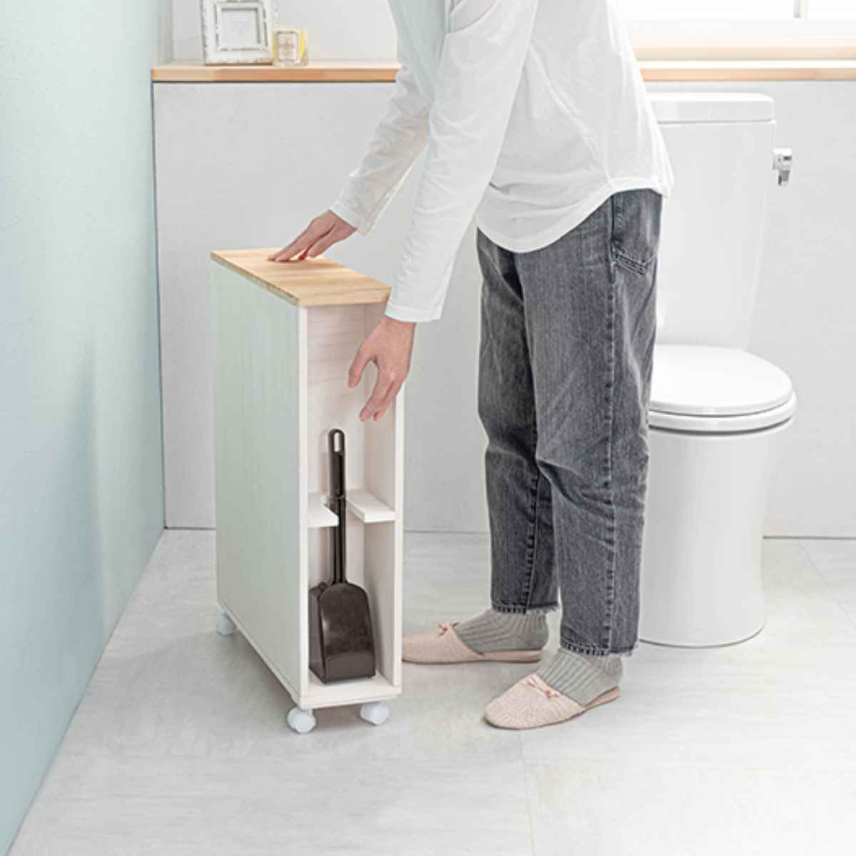 楽天市場】トイレラック 木製 引出し 3段 キャスター付 幅16cm