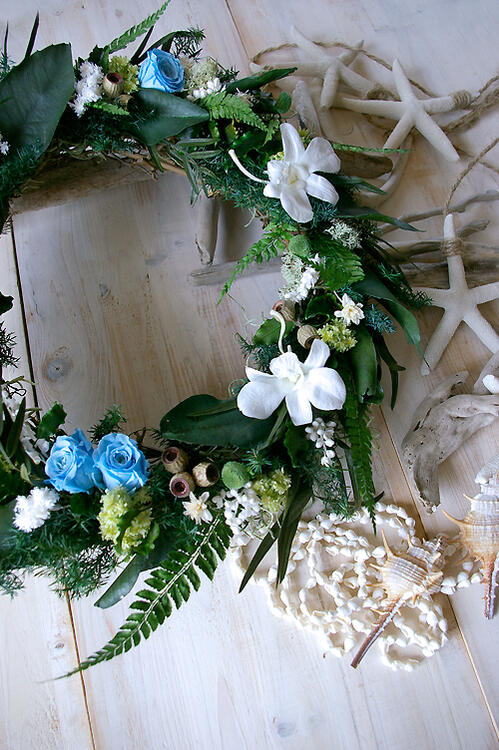 楽天市場】シェルリース サマーリース 玄関 プリザーブドフラワー