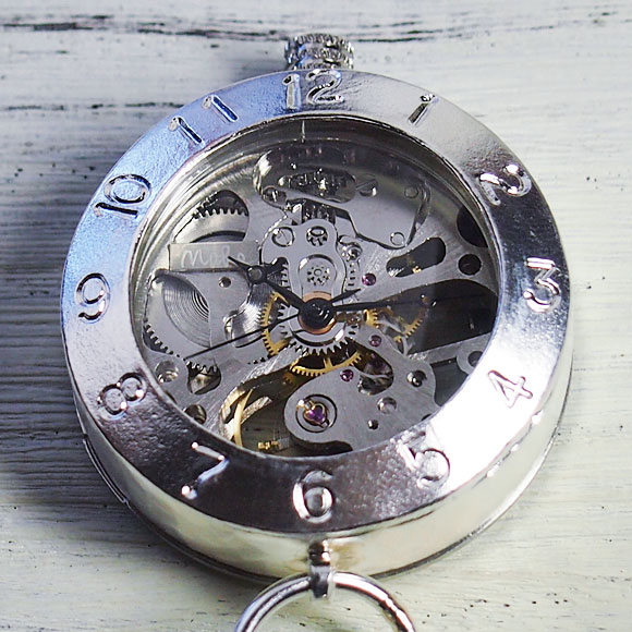 楽天市場】渡辺工房 手作り懐中時計 手巻き裏スケルトン ジャンボ