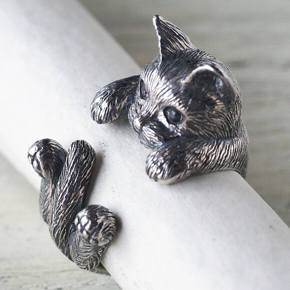 naturama ナチュラマ 指に巻きつく猫リング サファイア 12-13号 ar51