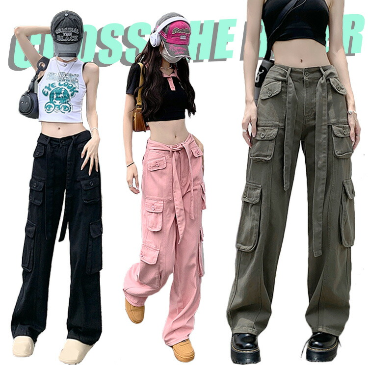 楽天市場】ダンス衣装 カーゴパンツ 大人レディース k-pop パンツ 黒