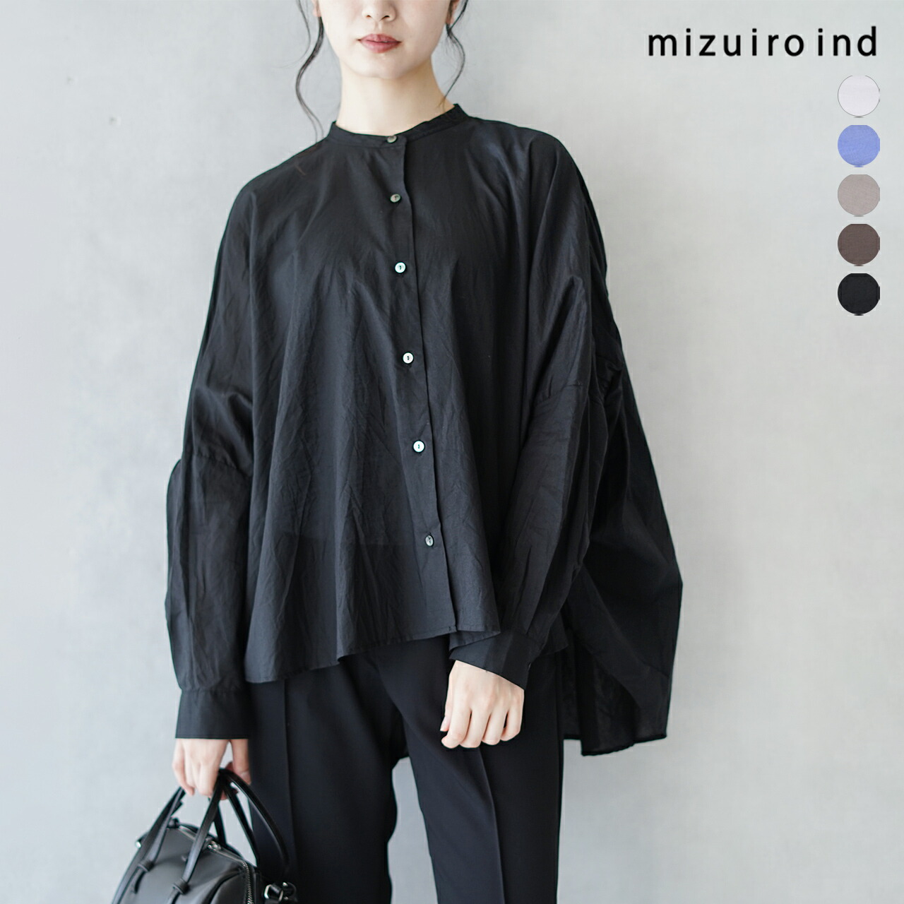 楽天市場】ミズイロインド mizuiro ind バックギャザー ワイドシャツ