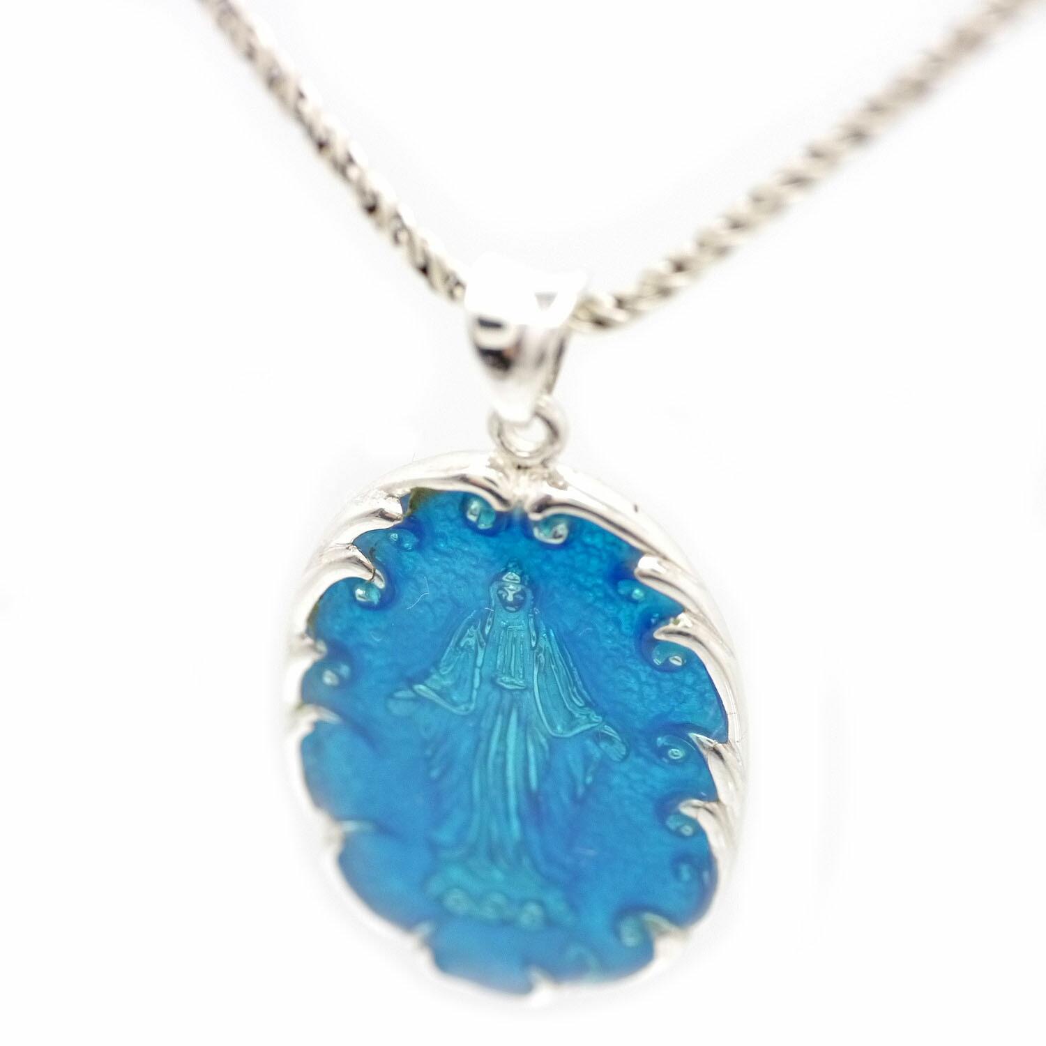楽天市場】シルバー925 不思議のメダイ マリア ブルー ペンダント