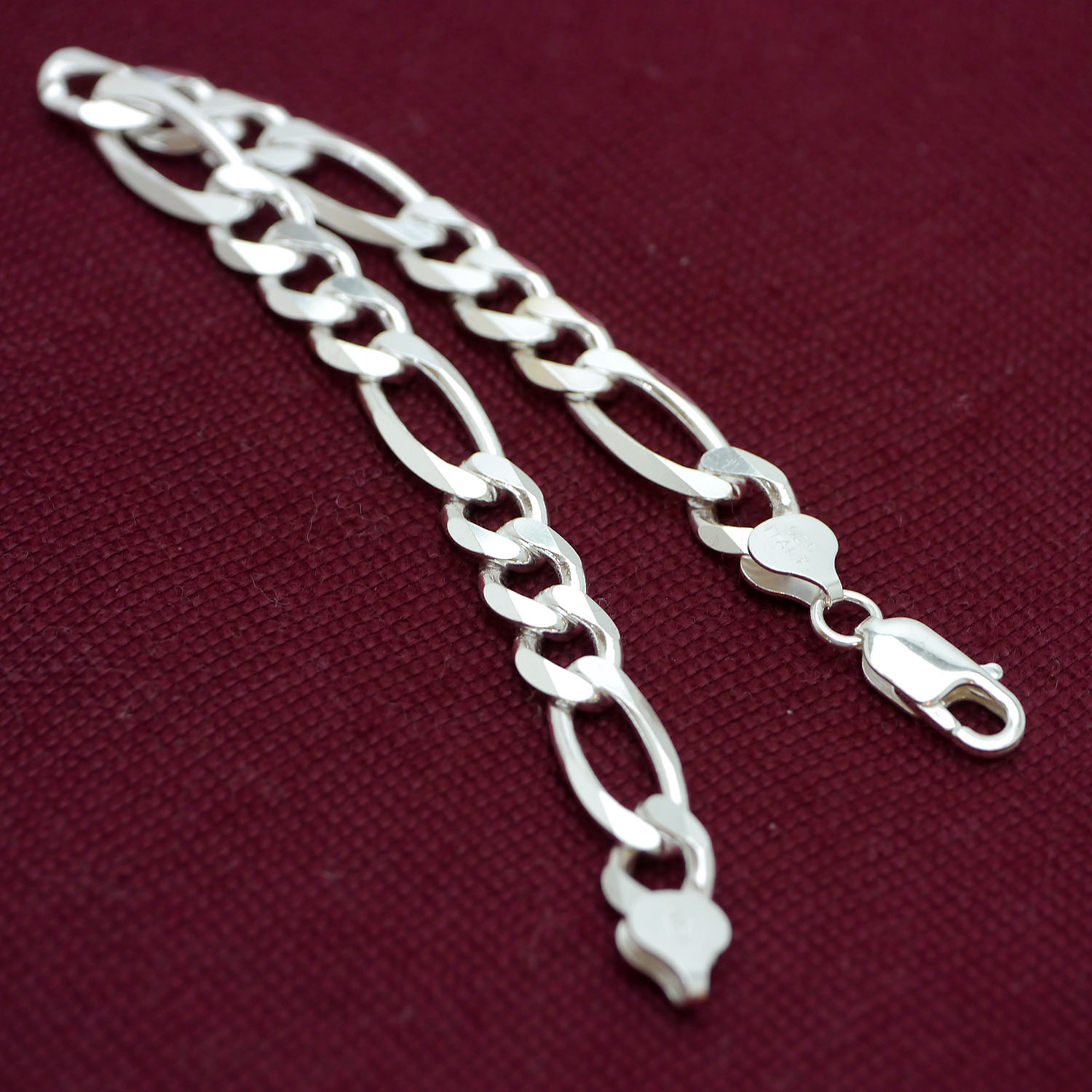 楽天市場】イタリア製 シルバー925 フィガロ チェーン ブレスレット