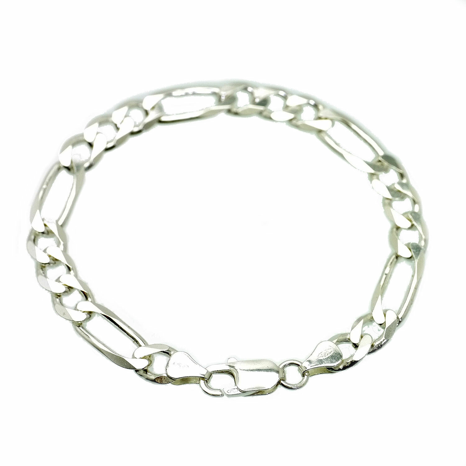 楽天市場】イタリア製 シルバー925 フィガロ チェーン ブレスレット