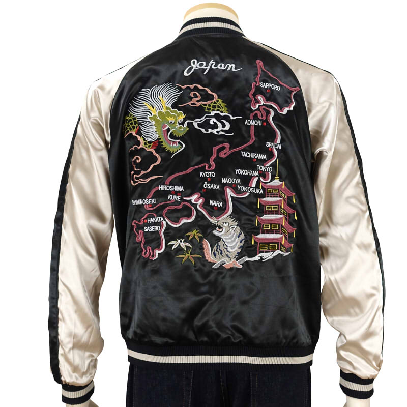 楽天市場】龍と日本地図刺繍リバーシブルスカジャン JSKJ-001