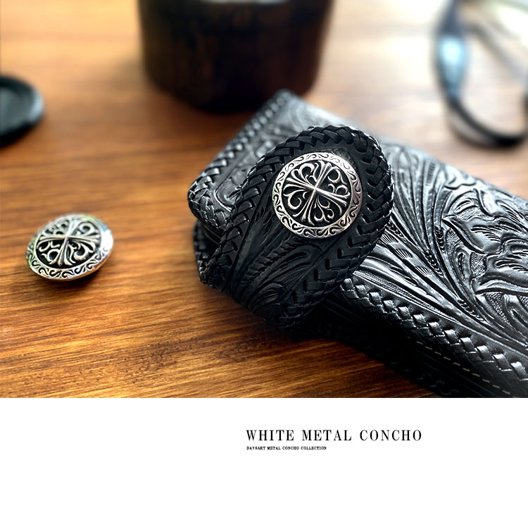 楽天市場】コンチョ ボタン ネジ式 ホワイトメタル製 アイアンクロス