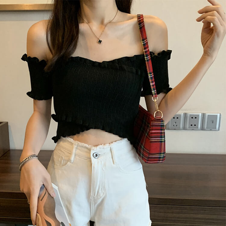 楽天市場】Tシャツ レディース オフショルダー 半袖 ショート丈 へそ