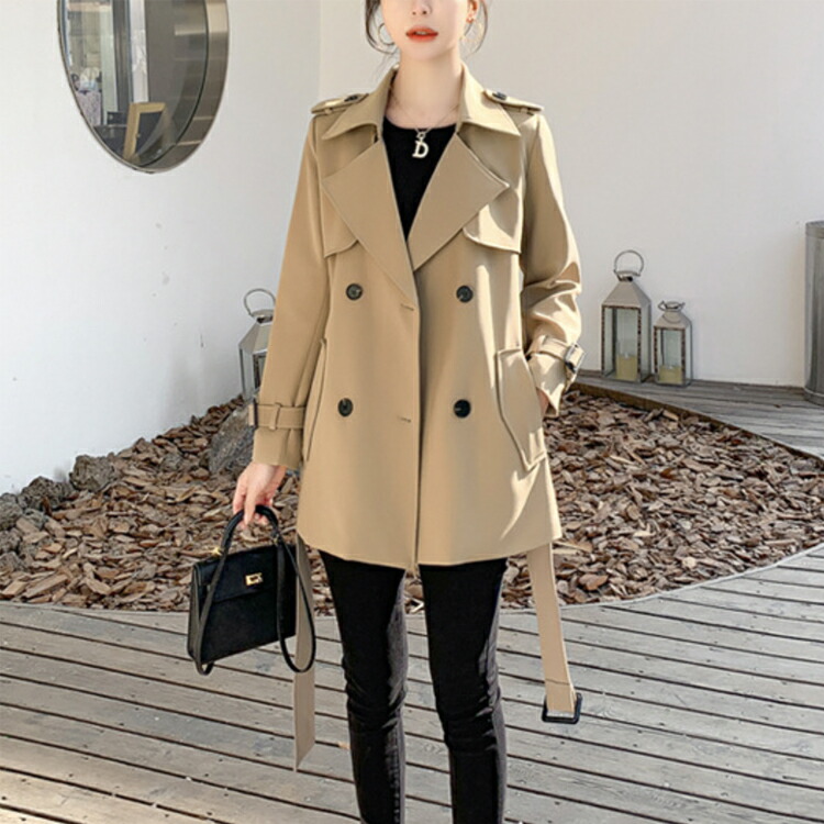 楽天市場】トレンチコート レディース ショート丈 ショートトレンチ