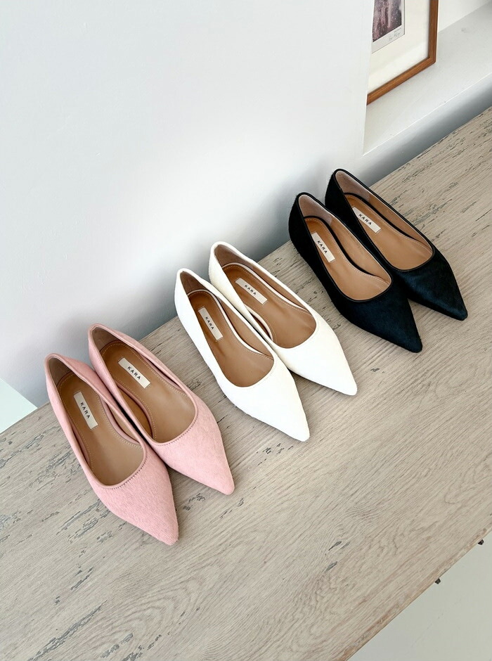 楽天市場】バレエシューズ パンプス ポインテッドトゥ カーフレザー