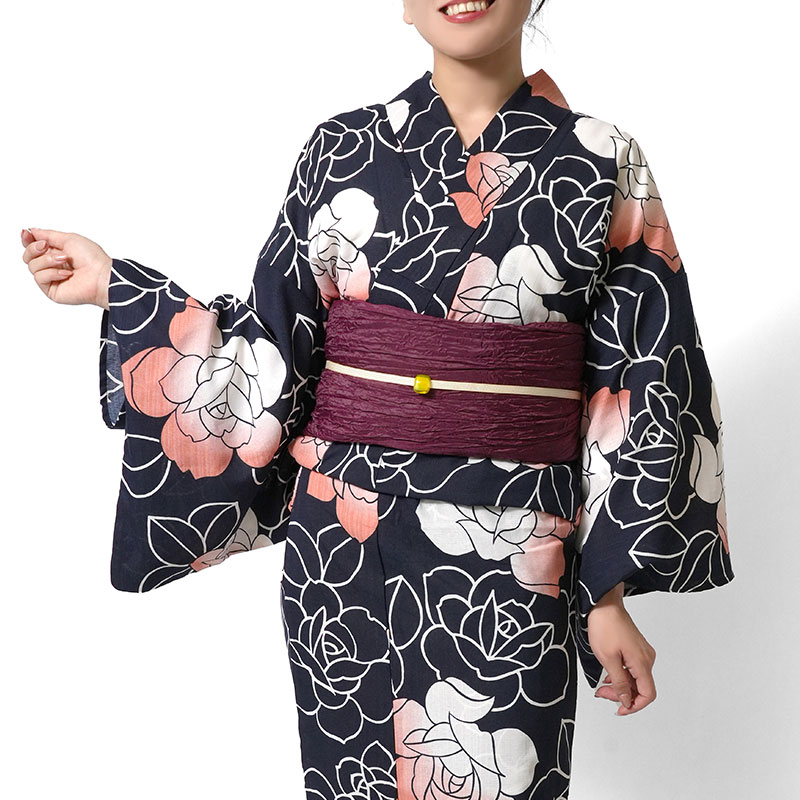 楽天市場】浴衣 吸水速乾 薔薇 バラ 黒 紺 赤 黒地 花柄 大人