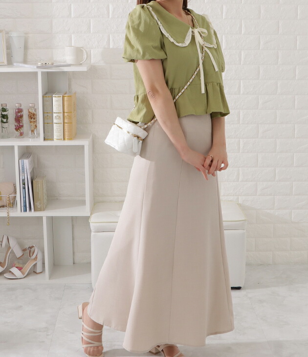 楽天市場】ビッグカラーフリル付き半袖ブラウス レディース 女性