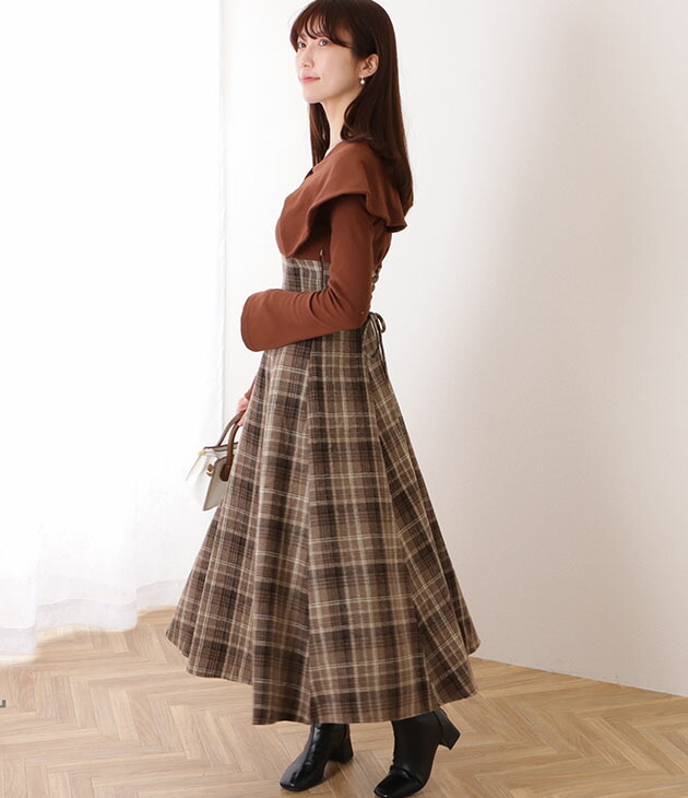 楽天市場】ビッグカラー チェック柄 ドッキング ロング ワンピース