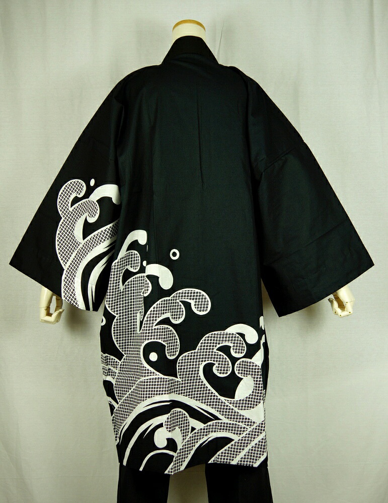 楽天市場】法被 半纏 半被 半天 袢天 特大サイズ 反応染め (黒/白) 綿