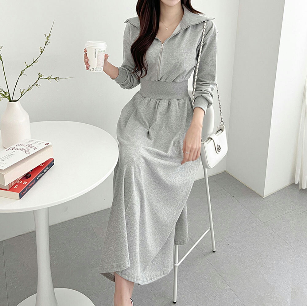 楽天市場】ハーフジップツーポケットフレアワンピース・p418300