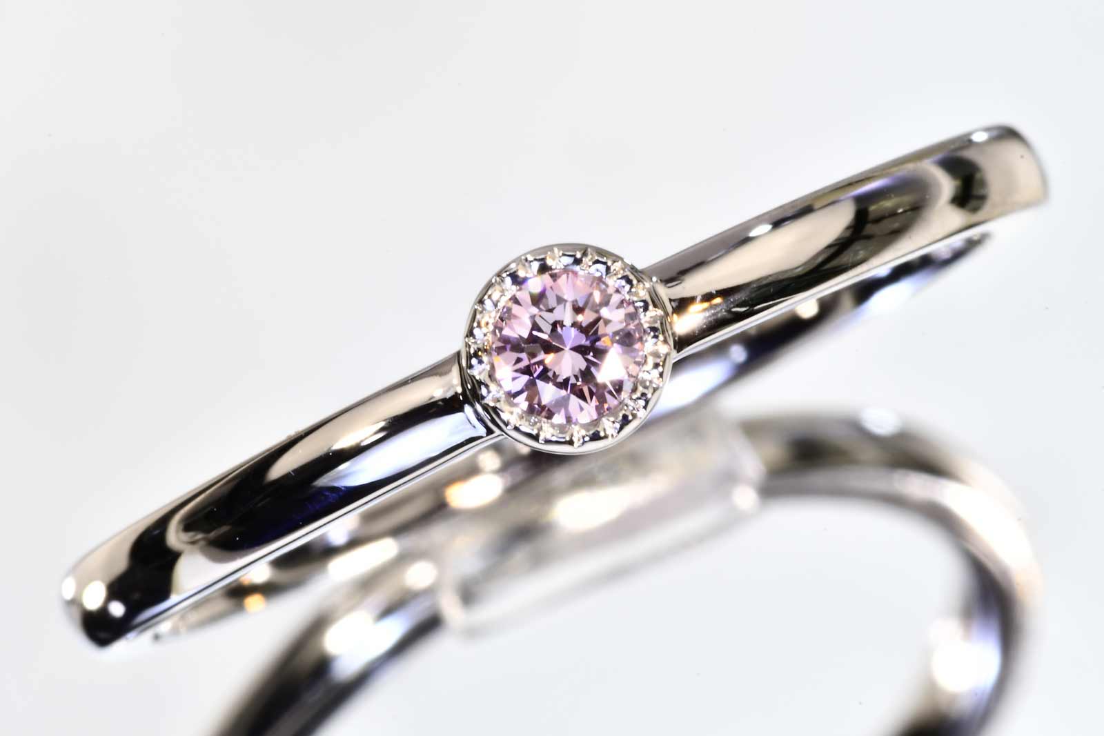 楽天市場】ピンクダイヤモンドリングミル打ちプラチナ : ダイヤモンド