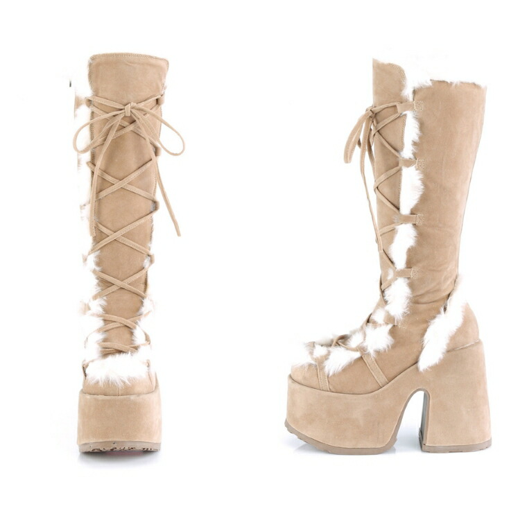 楽天市場】demonia デモニア ロングブーツ 厚底 ブーツ 13cm ヒール 茶