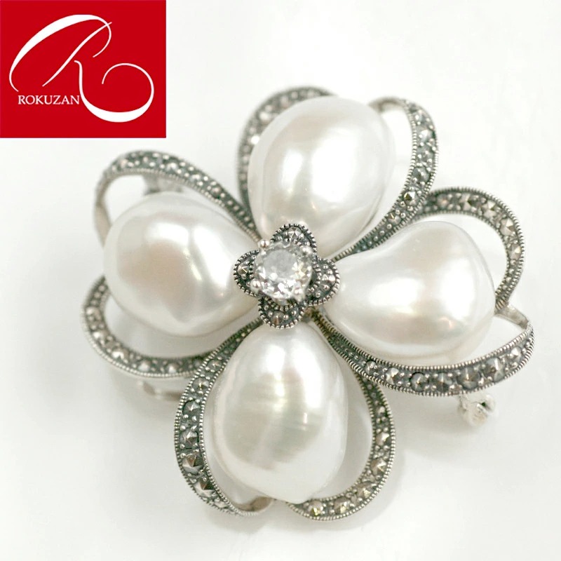 楽天市場】【碌山】 シルバー 淡水パール 淡水真珠 ブローチ