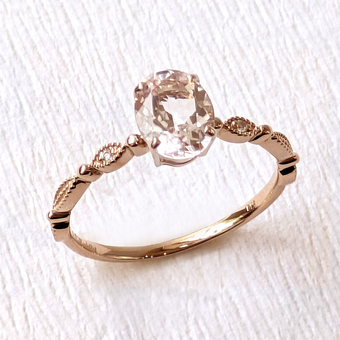 楽天市場】K18ピンクゴールド モルガナイト ダイヤモンド リングK18