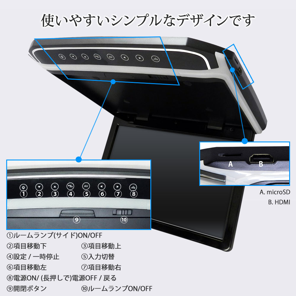 楽天市場】フリップダウンモニター 12.1インチ フリップダウンモニター