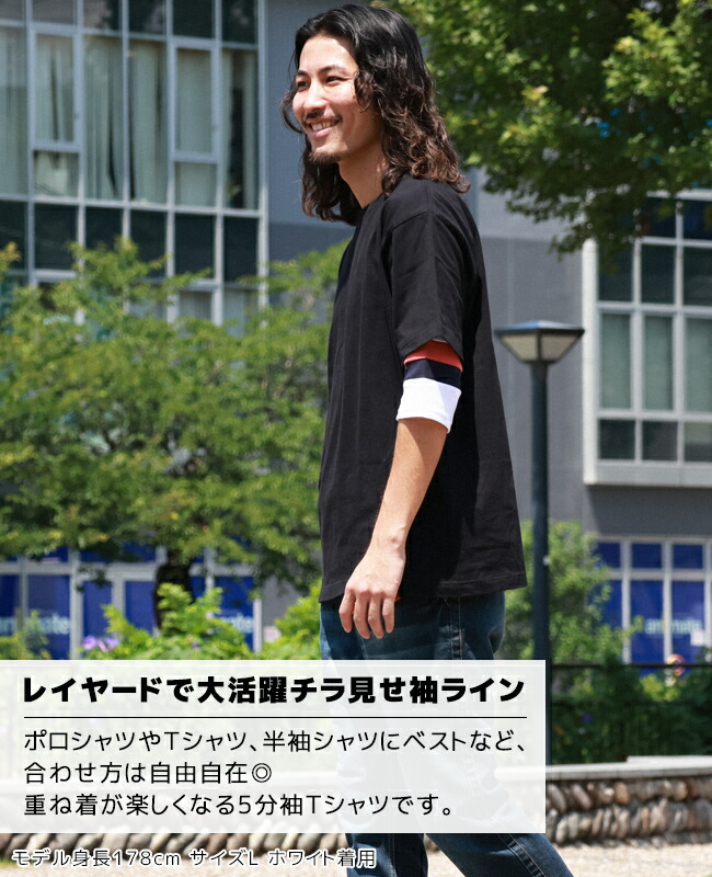 楽天市場】【ブランド直営】[日本製]タイトフィット切替5分袖Tシャツ
