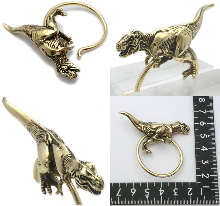 楽天市場】金色の恐竜、ティラノサウルスキーリング ブラス 真鍮(T-REX
