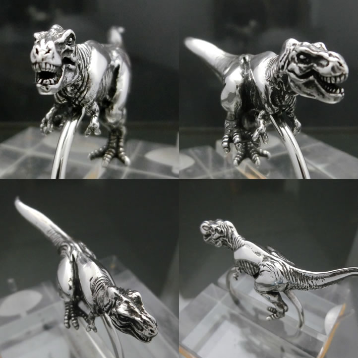 楽天市場】銀の恐竜、ティラノサウルスキーリング シルバー925 銀