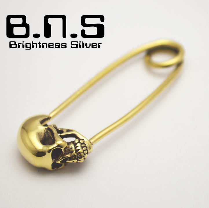 楽天市場】スカルセーフティーピンペンダント S 真鍮 ブラス (ドクロ