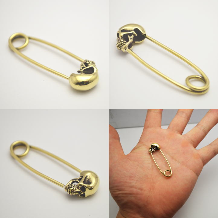 楽天市場】スカルセーフティーピンペンダント S 真鍮 ブラス (ドクロ