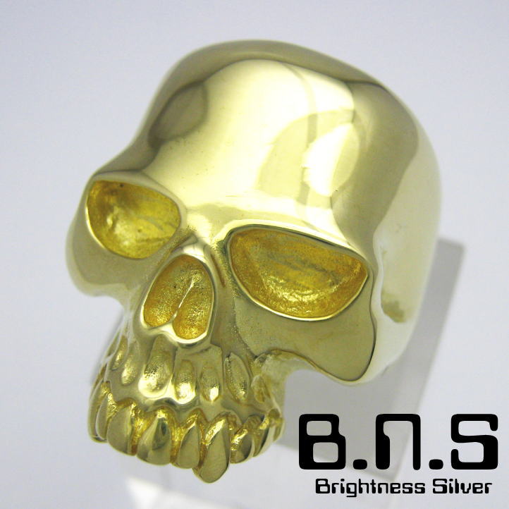 楽天市場】BNS特製 ゴールドキーススカルリング 真鍮 ブラス 髑髏