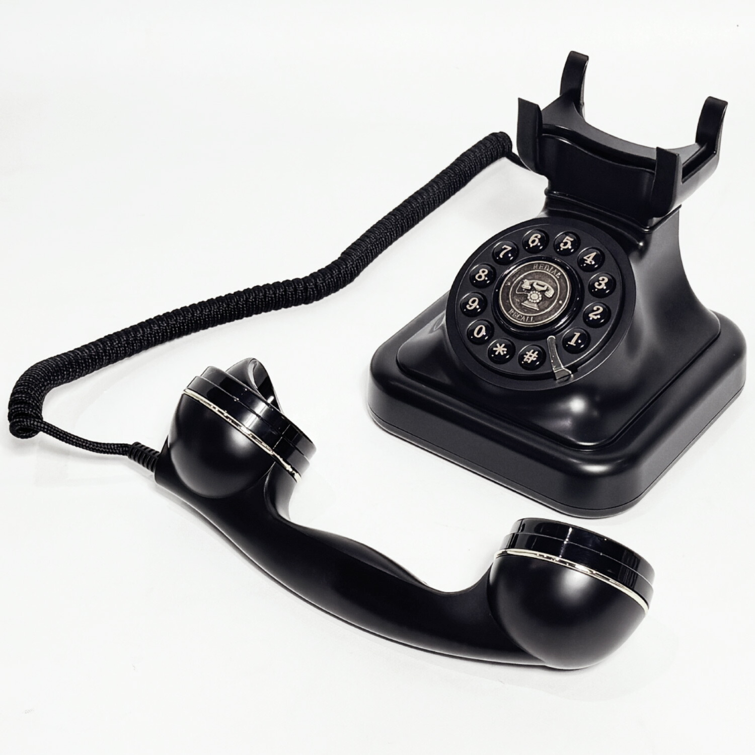 楽天市場】電源不要 固定電話機【 アンティーク黒電話 】 プッシュホン