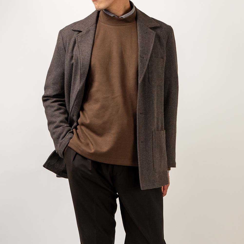 楽天市場】モックネック Tシャツ ブラウン 長袖 カジュアル 2603SS