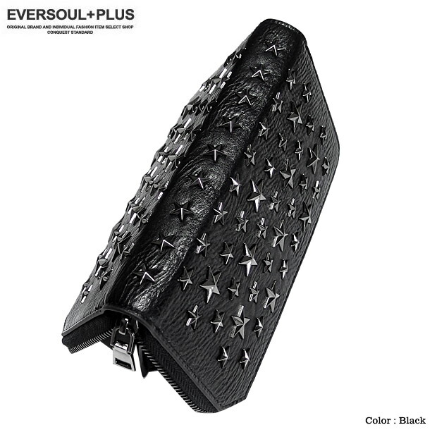 楽天市場】財布 長財布 レザーロングウォレット 星 スター 星柄 メンズ