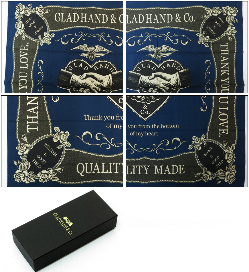 楽天市場】GLAD HAND グラッドハンド スカーフ HEART LAND ロゴ 90cm
