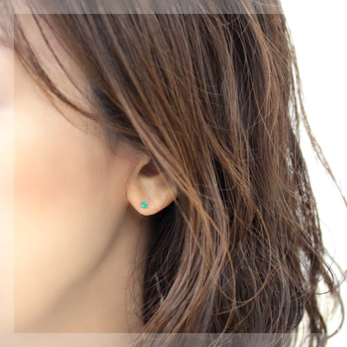 楽天市場】プラチナ エメラルド ピアス 2.3mm pt900 天然エメラルド 5