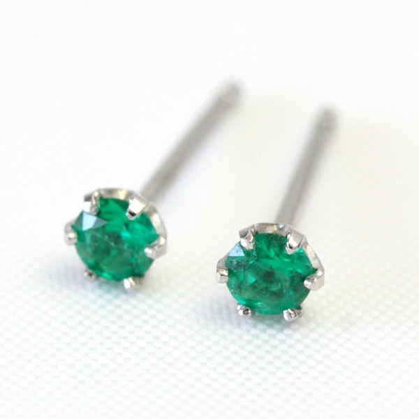 楽天市場】プラチナ エメラルド ピアス 2.3mm pt900 天然エメラルド 5