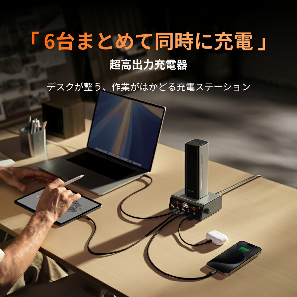 楽天市場】EcoFlow RAPID Pro 320W GaN 急速充電器 5ポート GaN技術