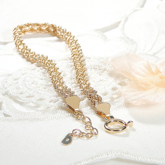 楽天市場】K18YG 中空ロープビスマルク2列 チェーン ブレスレット