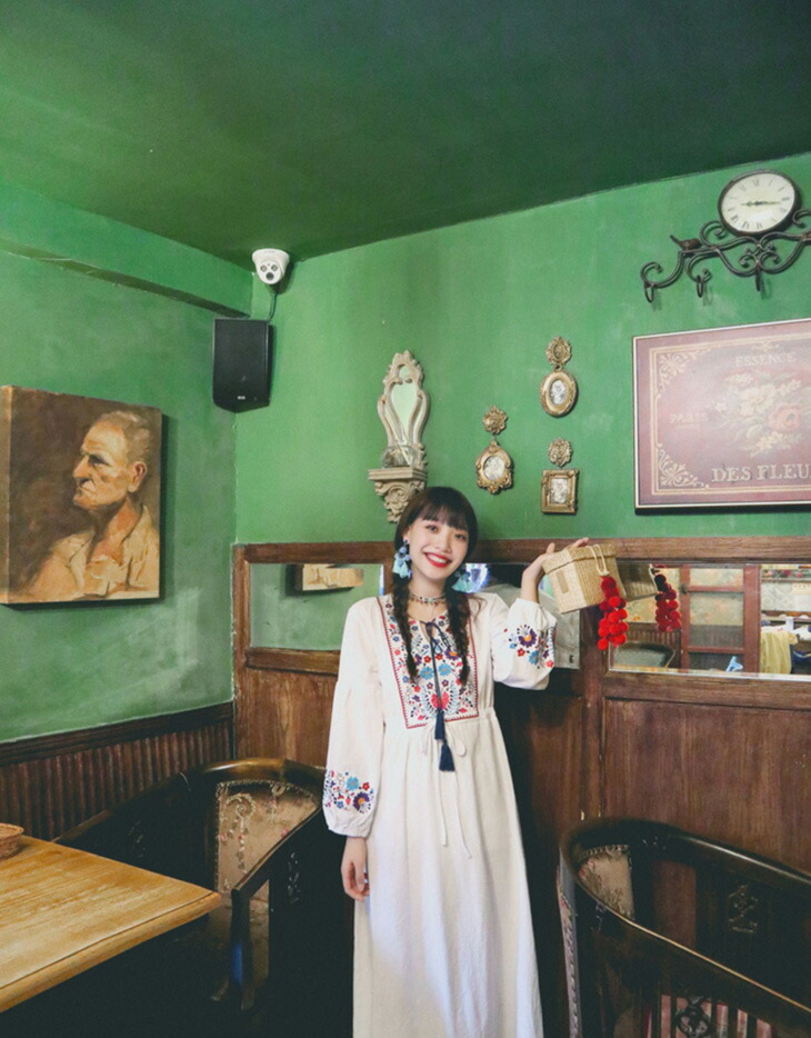 楽天市場】一部即納 レディース エスニック 刺繍 ワンピース 長袖