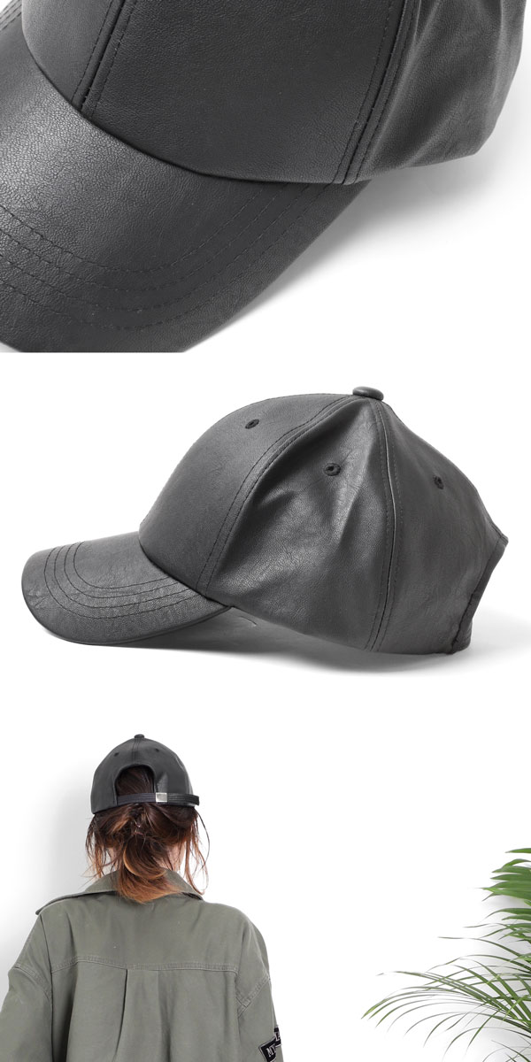 楽天市場】フェイクレザーキャップ ユニセックス ブラック | メンズ