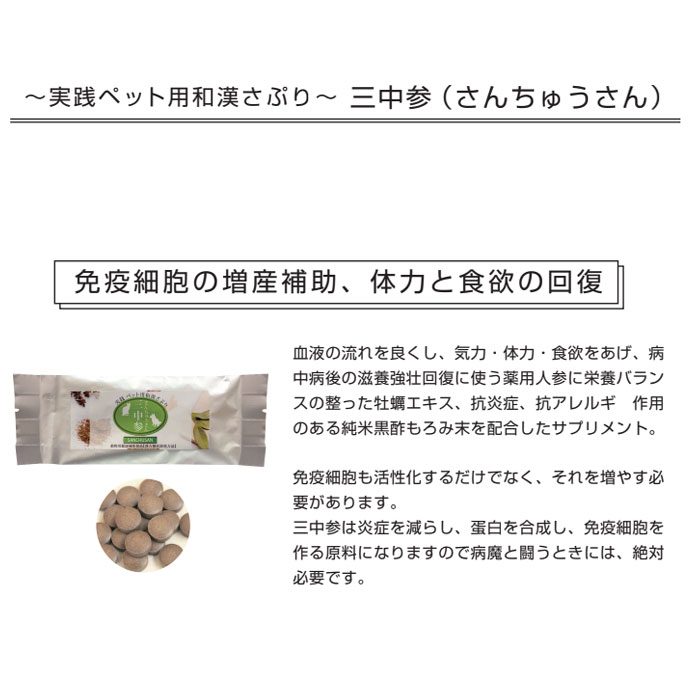 楽天市場】ペット サプリメント 漢方 三中参(さんちゅうさん） 30錠