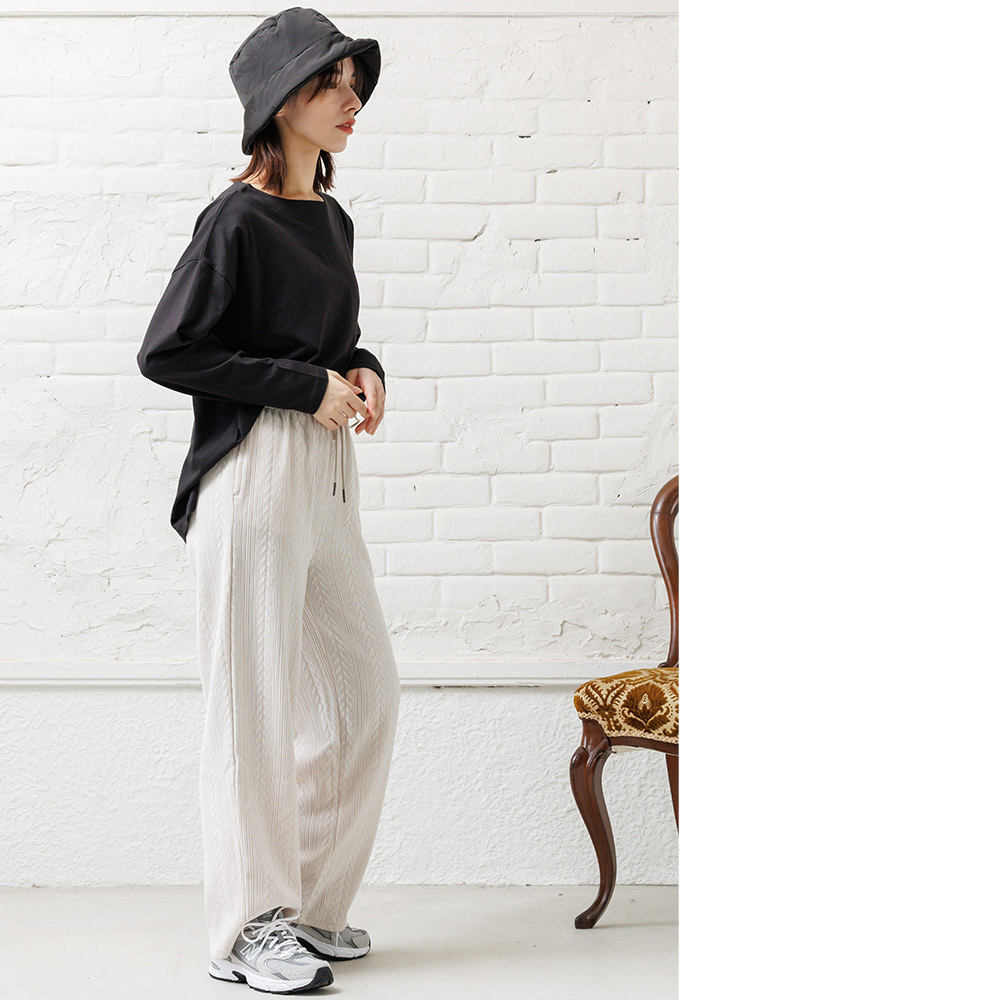 楽天市場】【20%OFFクーポン☆】モールケーブルニットパンツ ワイド