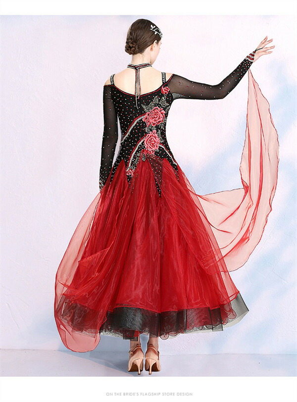 楽天市場】社交ダンス ワンピース モダンドレス 黒 大きいサイズ 長袖