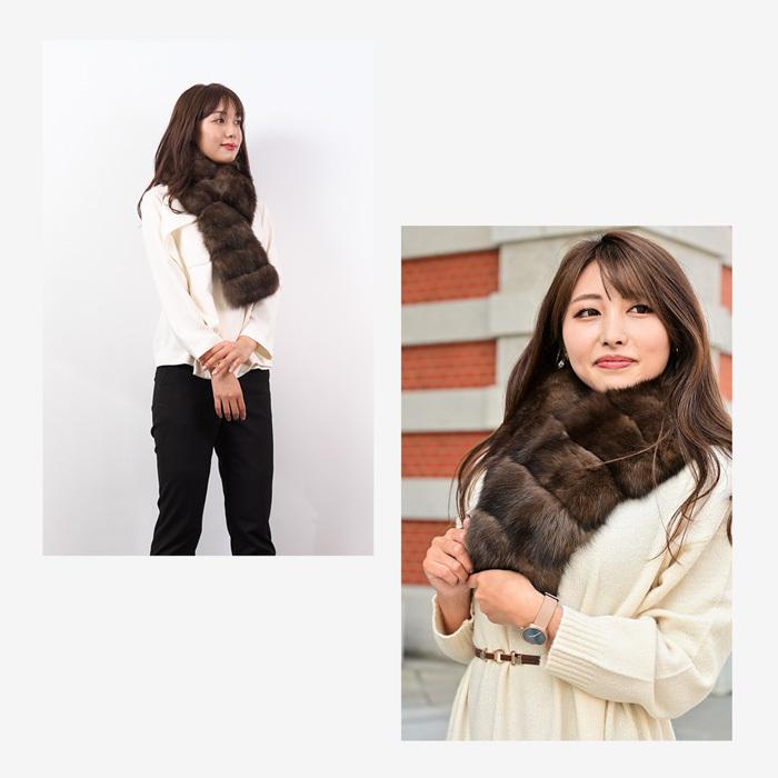 楽天市場】セーブル 大き目 サイズ マフラー ストール ブラウン 最高級