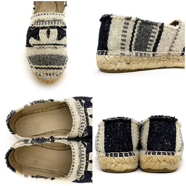 楽天市場】【送料無料】 シャネル エスパドリーユ ベージュ ネイビー
