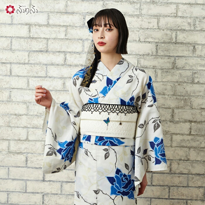 楽天市場】浴衣単品「 NaturalFurifu 青薔薇 」公式 ふりふ ゆかた