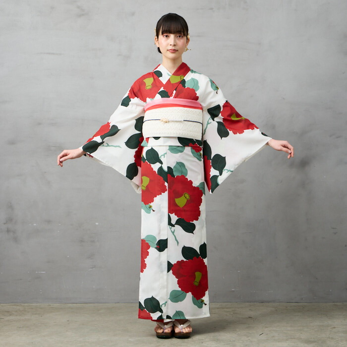 楽天市場】浴衣単品「 椿オーバジーン 」公式 ふりふ オリジナル 日本