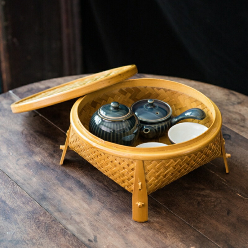 楽天市場】竹編み収納バスケット ちゃぶ台 茶道収納 和風収納 茶器かご