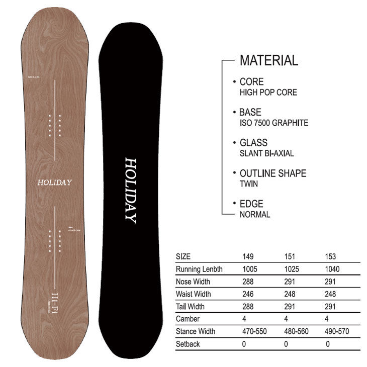 楽天市場】25-26 HOLIDAY ホリデイ ホリデー スノーボード 板 【Hi-Fi